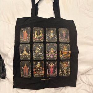 Black Tote Bag with Tarot Card Design